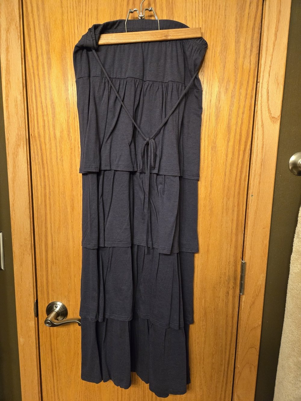 Cynthia Steffe Navy Tiered Maxi Dress with Back Tie